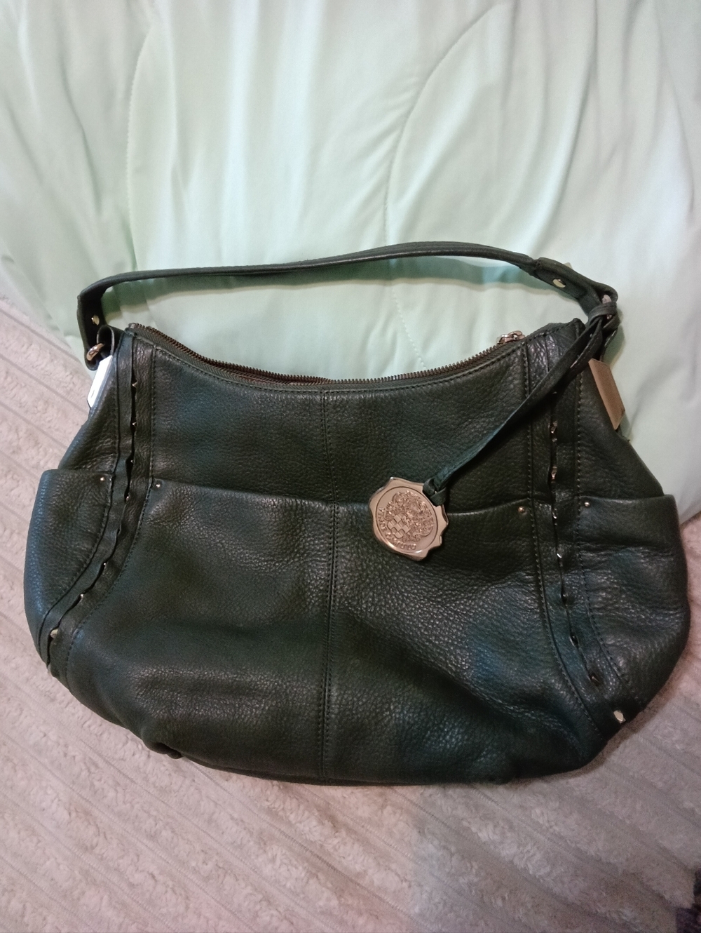 Dark Green Vince Camuto Leather Shoulder Bag